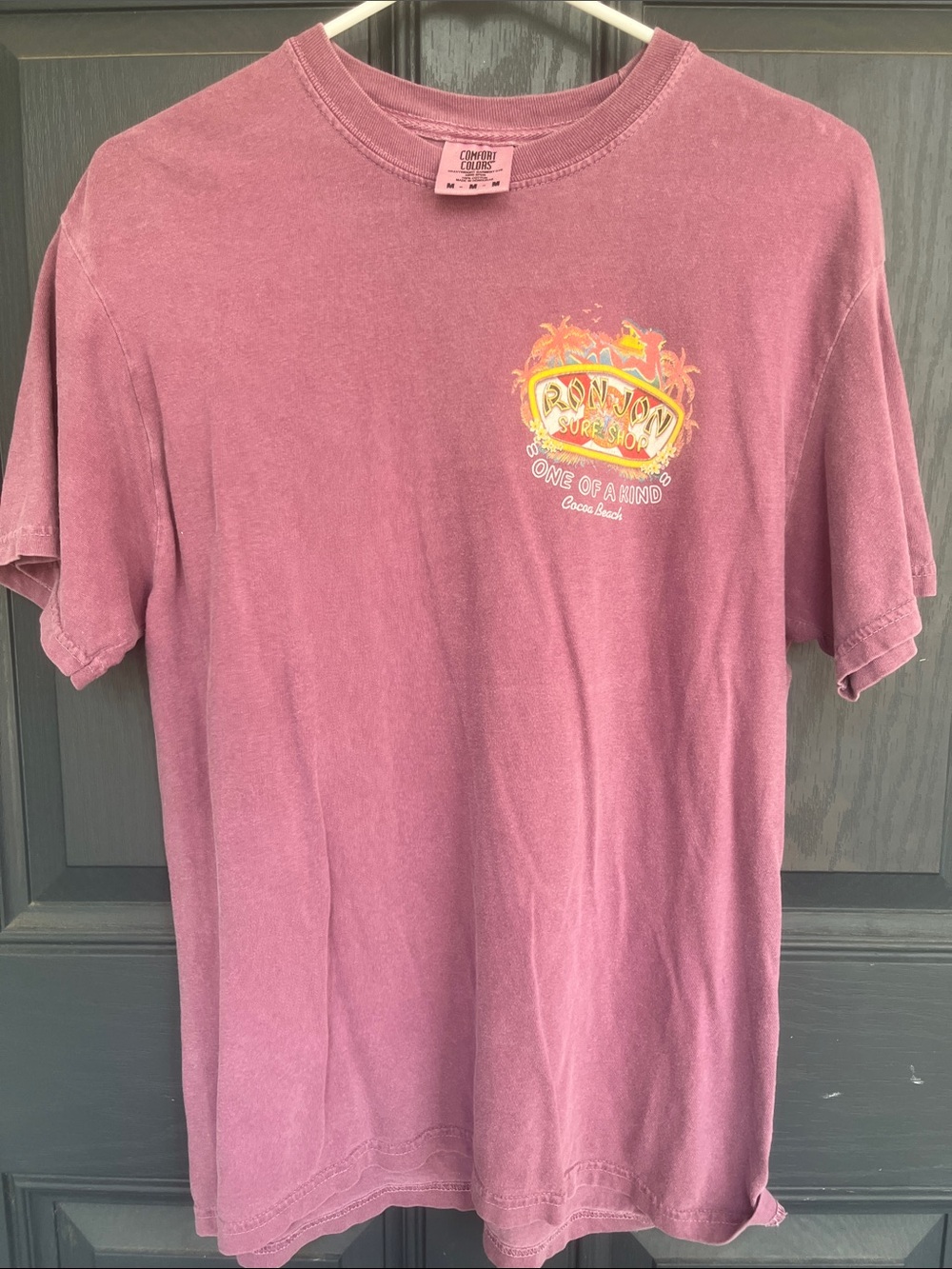 Comfort Colors Women's Short Sleeve Tee in Mauve with Tropical Logo